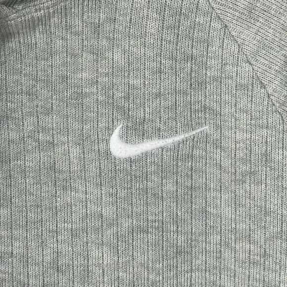 Nike NSW Cropped Ribbed Pullover Hoodie Womens Size Medium Gray Knit - Picture 7 of 10
